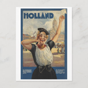 Vintage Travel Holland by Train Postkarte