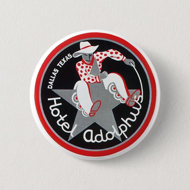 Vintage Travel, Hotel Adolphus in Dallas, Texas Button (Vorderseite)