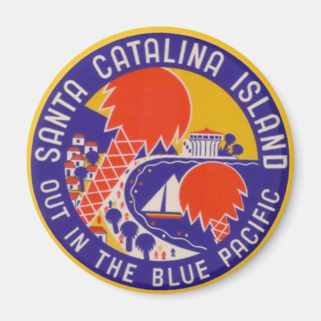 Vintage Travel - Insel Santa Catalina Magnet (Vorne)