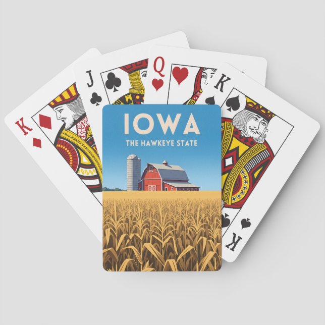 Vintage Travel Iowa Retro Heartland Farm Landscape Spielkarten (Rückseite)