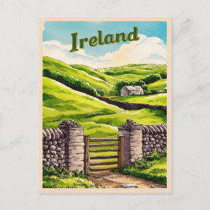 Vintage Travel Irland Landschaft Retro Landschaftl Postkarte