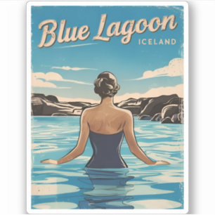 Vintage Travel Island Blue Lagoon Retro Landschaft Aufkleber