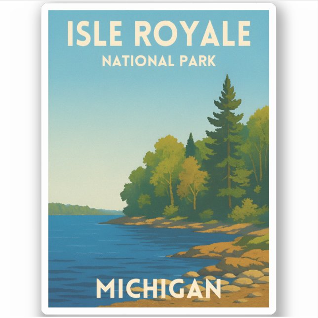 Vintage Travel Isle Royale National Park Michigan Aufkleber (Vorderseite)