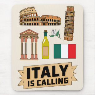 Vintage Travel Italien Icona Staatssymbole Retro Mousepad