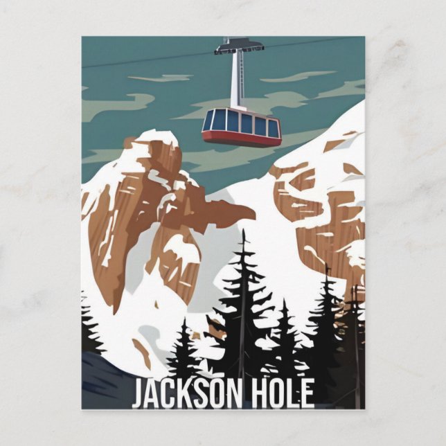 Vintage Travel Jackson Hole Wyoming Retro Postkarte (Vorderseite)