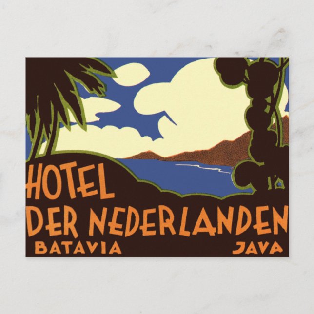 Vintage Travel Jakarta Indonesia Hotel Nederlanden Postkarte (Vorderseite)