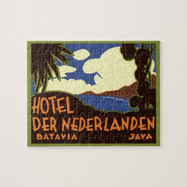 Vintage Travel Jakarta Indonesia Hotel Nederlanden Puzzle (Horizontal)