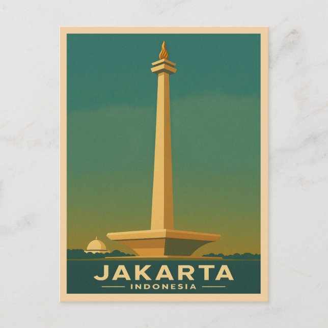 Vintage Travel Jakarta Indonesia Retro Graphic Postkarte (Vorderseite)