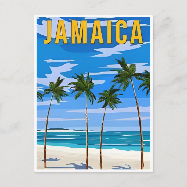Vintage Travel Jamaica Tropical Beach Retro Landsc Postkarte (Vorderseite)