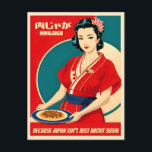 Vintage Travel Japan Food Spaß Retro Graphic Postkarte<br><div class="desc">Genießen Sie den Abenteuergeist und feiern Sie den Charme Japans mit diesem einzigartigen Vintage-Reisedesign. Lass seinem sonderbaren Spaß,  der Sie in eine Welt voller Entdeckungen und lachender Erinnerungen bringt,  wo jeder Blick eine Reise in die Zeit bis ins goldene Zeitalter der Reise ist.</div>
