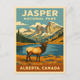 Vintage Travel Jasper Nationalpark Retro Grafik Postkarte