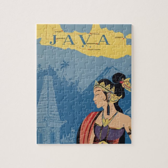 Vintage Travel Java Indonesia Puzzle (Vertikal)
