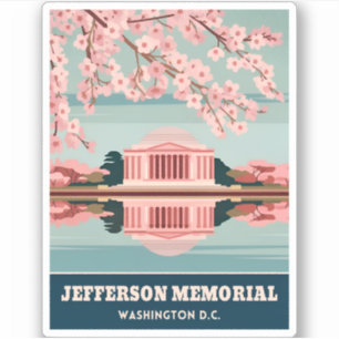 Vintage Travel Jefferson Memorial Washington DC Aufkleber