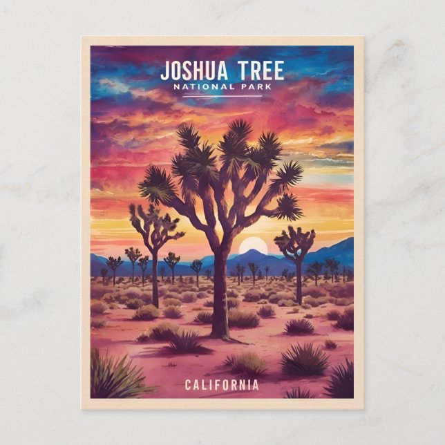 Vintage Travel Joshua Tree Nationalpark Retro Postkarte (Vorderseite)