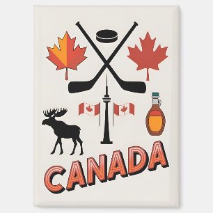 Vintage Travel Kanada Nationale Icons Vektor-Stil  Magnet