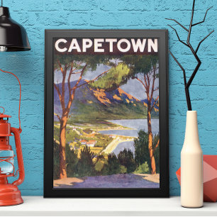 Vintage Travel, Kapstadt, eine Stadt in Südafrika Poster
