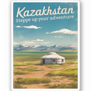 Vintage Travel Kasachstan Steppe Retro Landschaftl Aufkleber