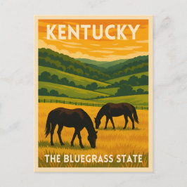 Vintage Travel Kentucky Horses Retro Graphic Postkarte