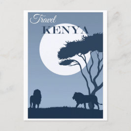 Vintage Travel Kenya Africa Lion Postkarte