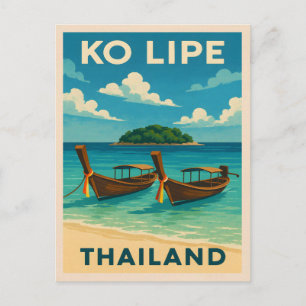 Vintage Travel Ko Lido Insel Thailand Küste Postkarte