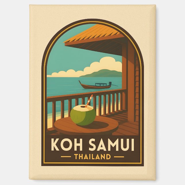 Vintage Travel Koh Samui Island Thailand Retro Magnet (Vorderseite)