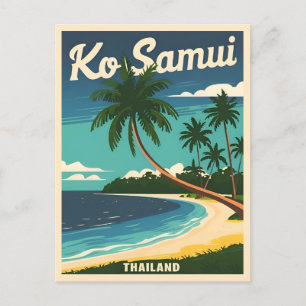 Vintage Travel Koh Samui Thailand Retro Graphic Postkarte