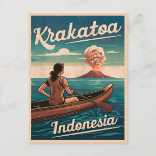 Vintage Travel Krakatoa Indonesia Retro Landschaft Postkarte