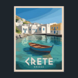Vintage Travel Kreta Griechenland Retro Landschaft Postkarte<br><div class="desc">Entdecken Sie den Reiz Kretas, Griechenlands, mit diesem Retro-Reise-inspiriert Design. Inmitten nostalgischer Farben und Vintagem Charme vereint dieses Stück die ruhige Küstenlandschaft der Insel, die ikonischen, weiß gekalkten Gebäude mit blauen Akzenten und das lebendige azurblaue Wasser in einem minimalistischen Retro-Stil, der die Ästhetik der Mitte des Jahrhunderts mit einer modernen...</div>