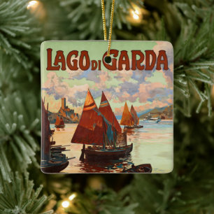 Vintage Travel, Lago di Garda, Gardasee, Italien Keramikornament