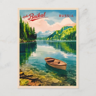 Vintage Travel Lake Baikal Russland Retro Landscha Postkarte