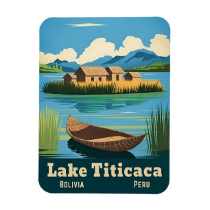 Vintage Travel Lake Titicaca Südamerika Landschaft Magnet
