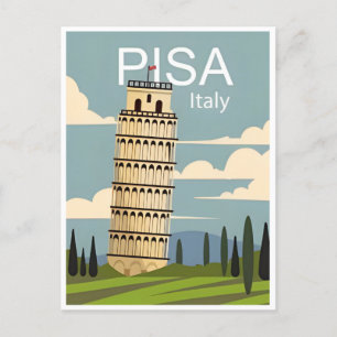 Vintage Travel Leaning Tower of Pisa Italien Postkarte