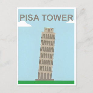 Vintage Travel Leaning Tower of Pisa Italien Postkarte