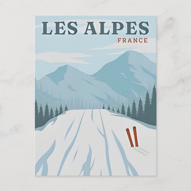 Vintage travel les alpines Frankreich Retro Wasser Postkarte (Vorderseite)