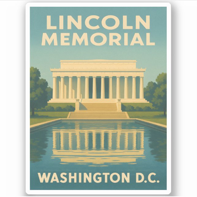 Vintage Travel Lincoln Memorial Washington DC Aufkleber (Vorderseite)
