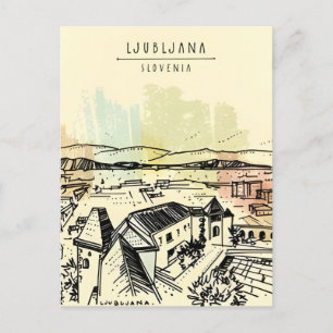 Vintage Travel Ljubljana Slowenien Retro Postkarte