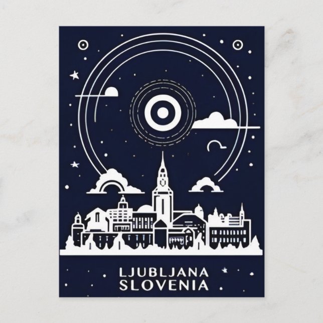 Vintage Travel Ljubljana Slowenien Retro Postkarte (Vorderseite)