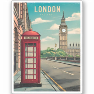 Vintage Travel London Big Ben England Retro Landsc Aufkleber