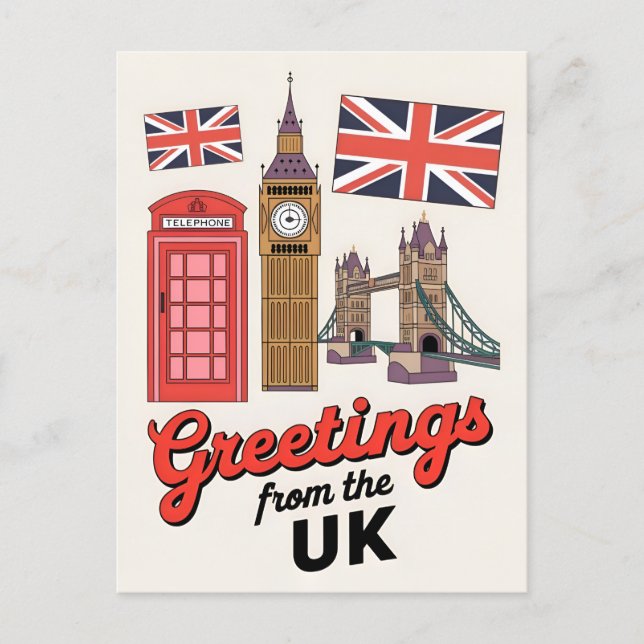 Vintage Travel London England Britische Icons Retr Postkarte (Vorderseite)