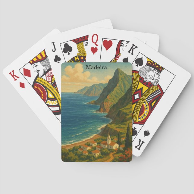 Vintage Travel Madeira Atlantische Insel Spielkarten (Rückseite)