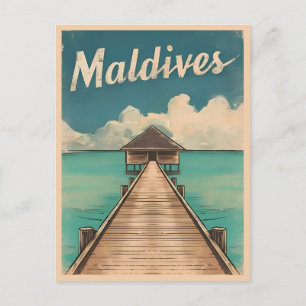 Vintage Travel Maldives Island Retro Landschaftlic Postkarte