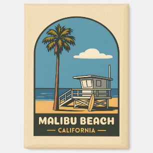 Vintage Travel Malibu Beach California Küste Retro Magnet