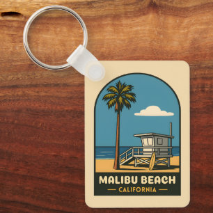 Vintage Travel Malibu Beach California Küste Retro Schlüsselanhänger