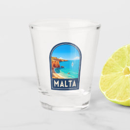 Vintage Travel Malta Seaside Landscape Retro Schnapsglas