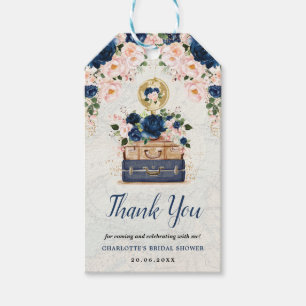 Vintage Travel Map Navy Blush Brautparty Geschenkanhänger