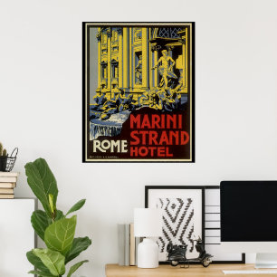 Vintage Travel, Marini Strand Hotel, Rom, Italien Poster