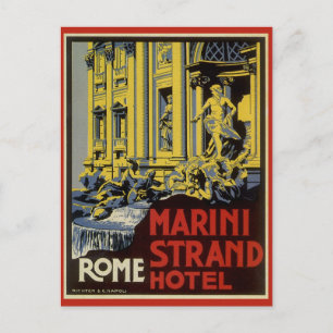 Vintage Travel, Marini Strand Hotel, Rom, Italien Postkarte