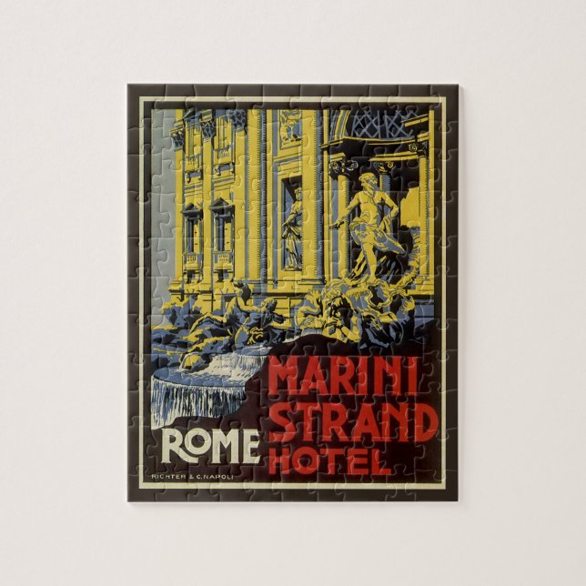 Vintage Travel, Marini Strand Hotel, Rom, Italien Puzzle (Vertikal)