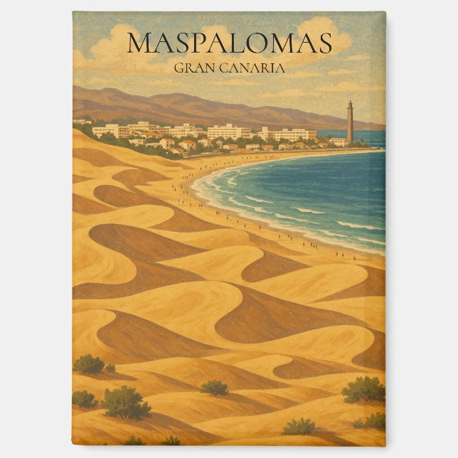 Vintage Travel Maspalomas, Gran Canaria Dunes Magnet (Vorderseite)