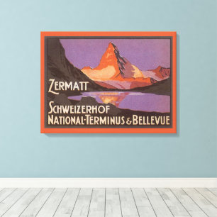 Vintage Travel, Matterhorn Berg in der Schweiz Leinwanddruck